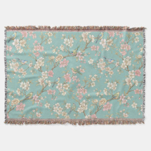 Cobertor Chinoiserie Vintage Pássaro e Flor