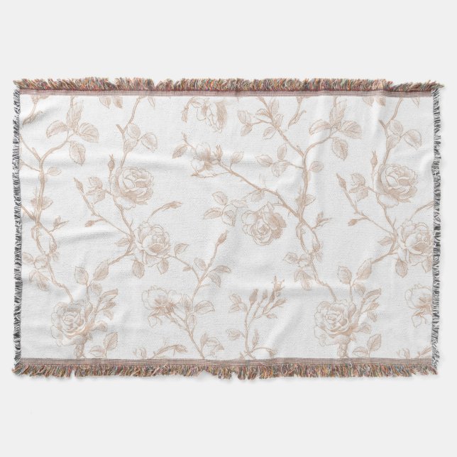Cobertor Chique Floral Creme Branco Bonito (Frente)