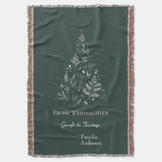 Cobertor Christmas Tree and Greetings on Green