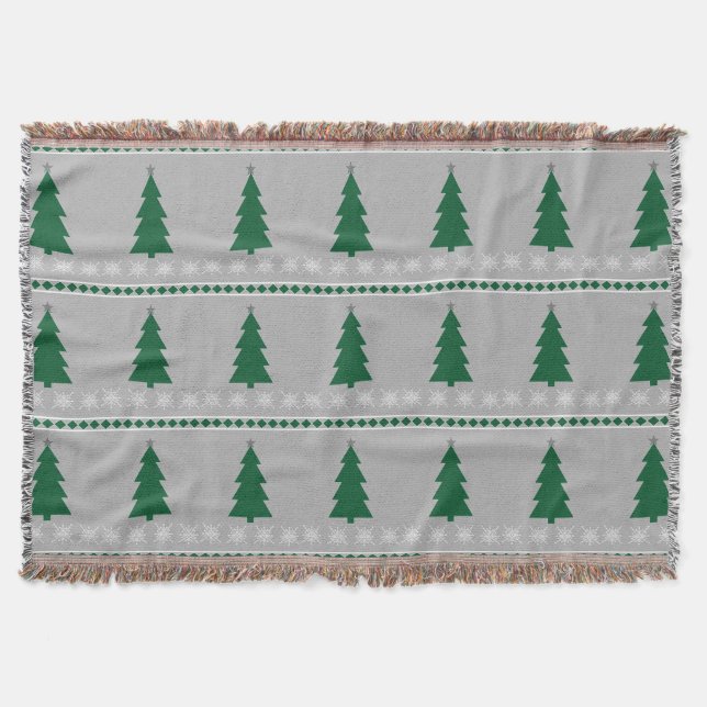 Cobertor Christmas Tree and Snowflakes Pattern, (Frente)