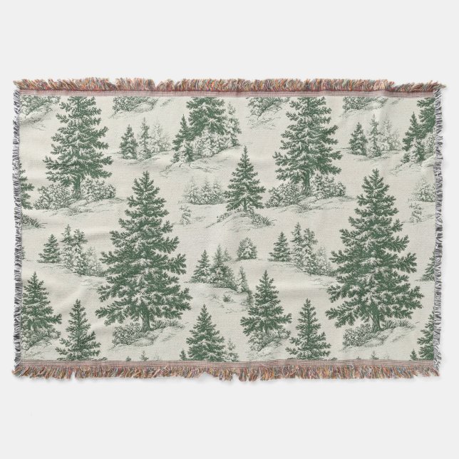 Cobertor Christmas Tree  Toile  De Jouy Green Tablecloth (Frente)