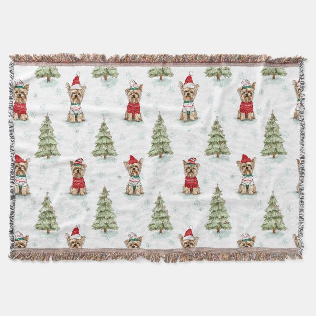 Cobertor Christmas Yorkies Dog (Frente)