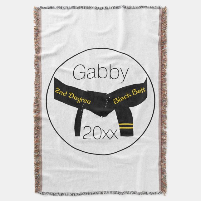Cobertor Cinta Preta Grau de segundo de Artes Marciais (Frente Vertical)