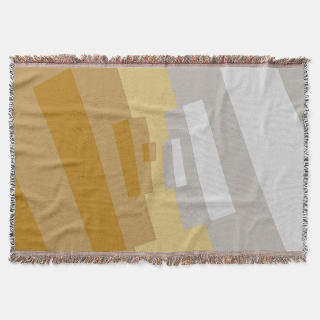 Cobertor Cinza Amarela, Arte Geométrica Abstrato Moderna Pr (Frente)