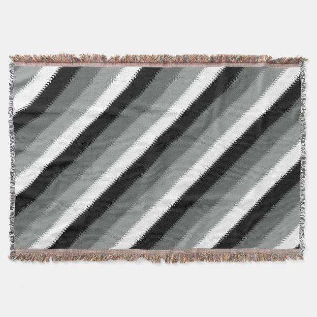 Cobertor Cinza Black White Stripes Design (Frente)