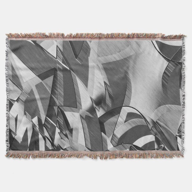 Cobertor Cinza listra sobre a imagem preta com garoa (Frente)