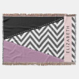 Cobertor Cinza Zigzag, Cinza Chevron, Purple, Seu Nome