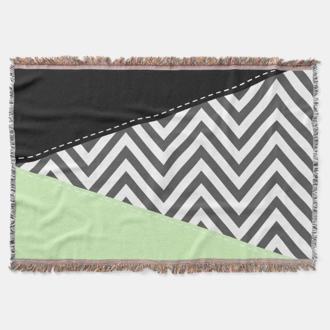 Cobertor Cinza Zigzag, Cinza Chevron, Zigzag Patterno, Casa (Frente)
