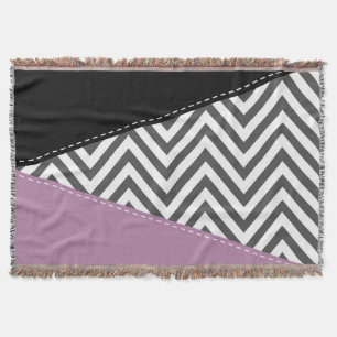Cobertor Cinza Zigzag, Cinza Chevron, Zigzag Patterno, Roxo