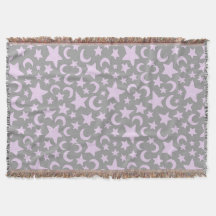 Cinzas e Pastel Estrelas e Luas Roxas