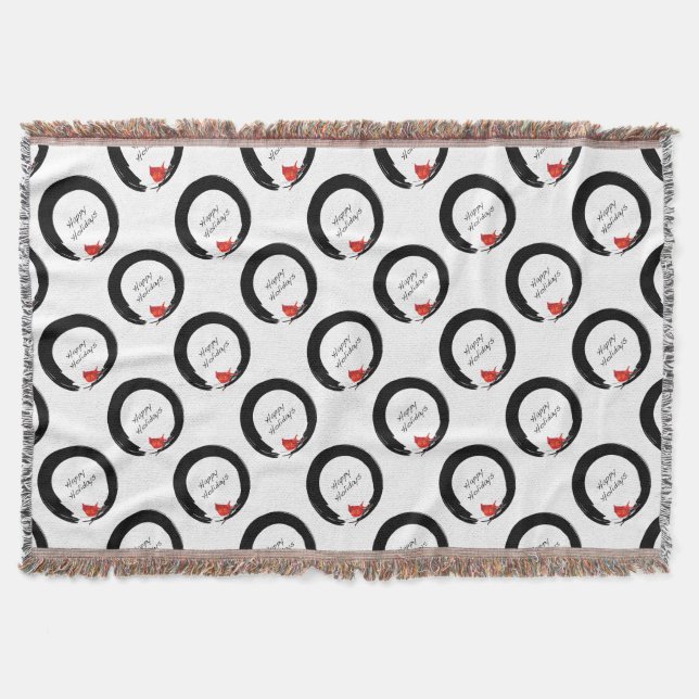 Cobertor Círculo Zen com Cardeal de Natal (Frente)