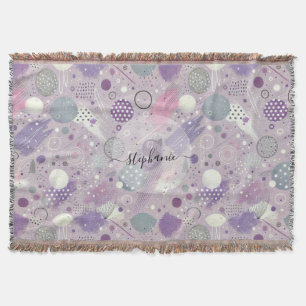 Cobertor Círculos abstrato púrpura com acentos de tiras de 