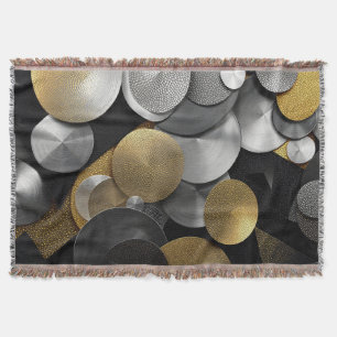 Cobertor Círculos Geométricos Modernos em Dourado e Prata