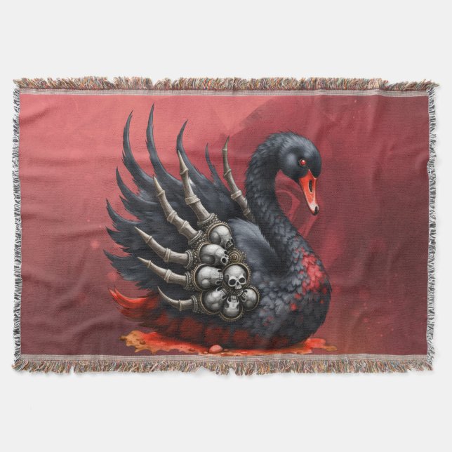 Cobertor Cisne Negro de Ossos – Elegância Gótica (Frente)