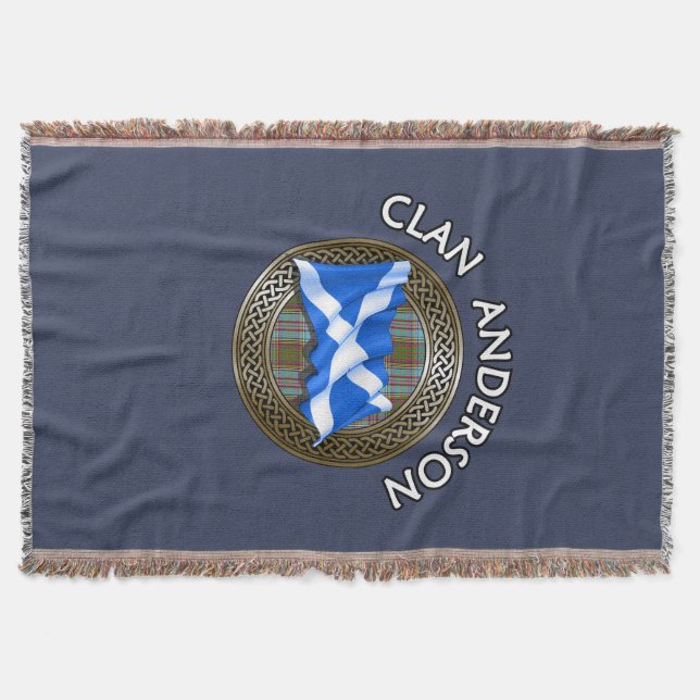 Cobertor Clan Anderson Tartan Knot & Flag (Frente)