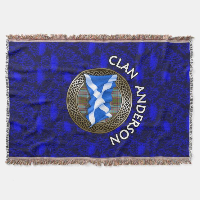 Cobertor Clan Anderson Tartan Knot & Flag (Frente)