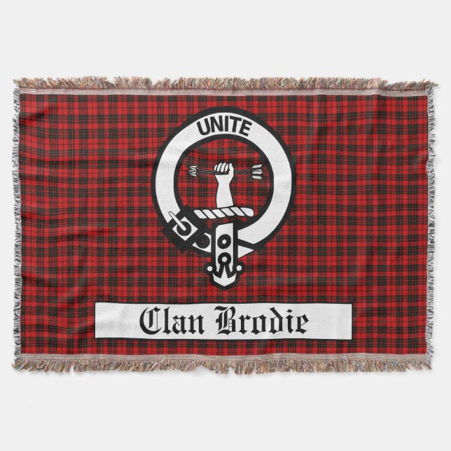 Cobertor Clan Brodie Crest Crachá e Tartan (Frente)