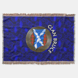 Cobertor Clan Bruce Tartan Knot & Flag