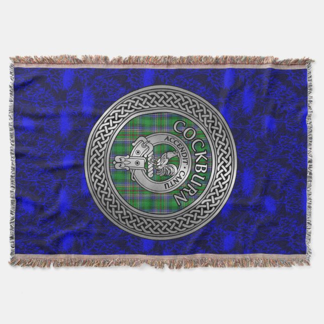 Cobertor Clan Cockburn Crest & Tartan Knot (Frente)