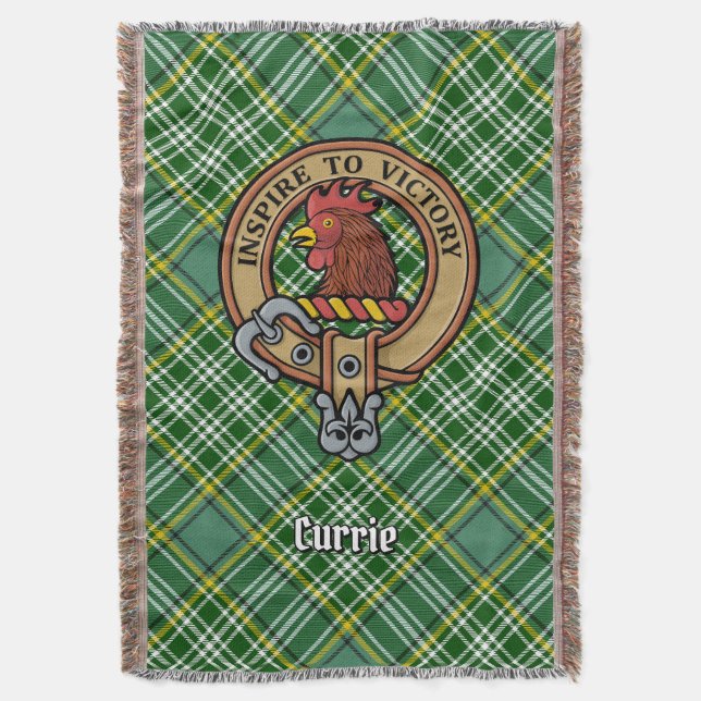 Cobertor Clan Currie Rooster Crest over Tartan (Frente Vertical)