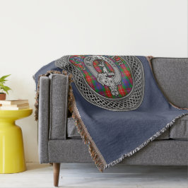 Cobertor Clan Fraser Crest & Tartan Knot Throw Blanket