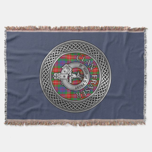 Cobertor Clan Fraser Crest & Tartan Knot Throw Blanket (Frente)
