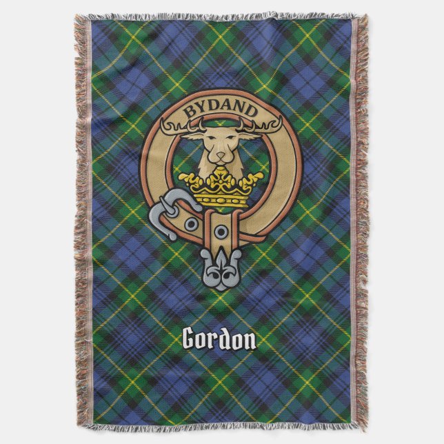 Cobertor Clan Gordon Crest over Tartan (Frente Vertical)