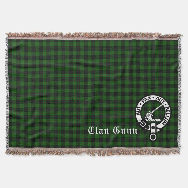 Cobertor Clan Gunn Crest Crachá e Tartan Throw Blanket (Frente)