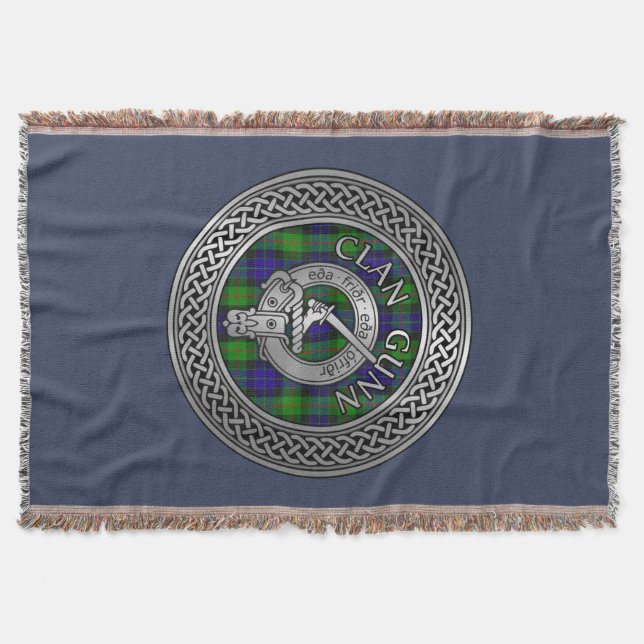 Cobertor Clan Gunn Crest & Tartan Knot Throw Blanket (Frente)
