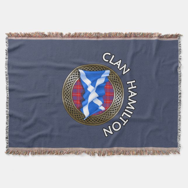 Cobertor Clan Hamilton Tartan Knot & Flag (Frente)