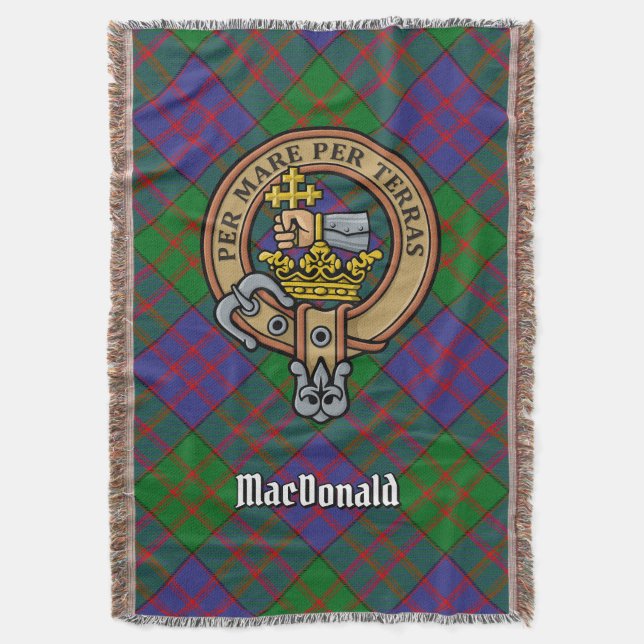 Cobertor Clan MacDonald Crest over Tartan (Frente Vertical)