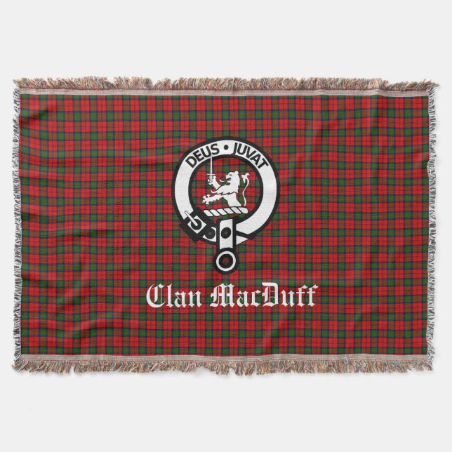 Cobertor Clan MacDuff Tartan e Crachá Crest escoceses (Frente)