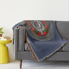 Cobertor Clan MacKinnon Crest & Tartan Knot Throw Blanket
