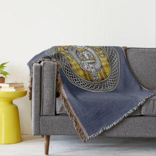 Cobertor Clan MacLeod Crest & Tartan Knot Throw Blanket