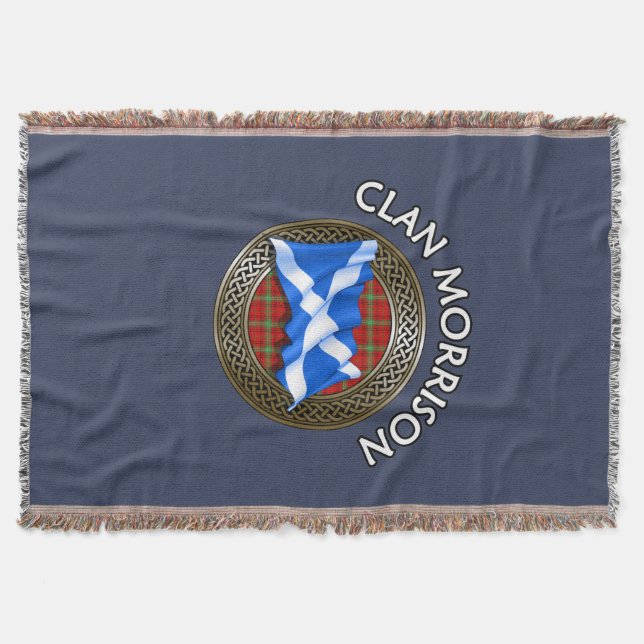 Cobertor Clan Morrison Tartan Knot & Flag (Frente)