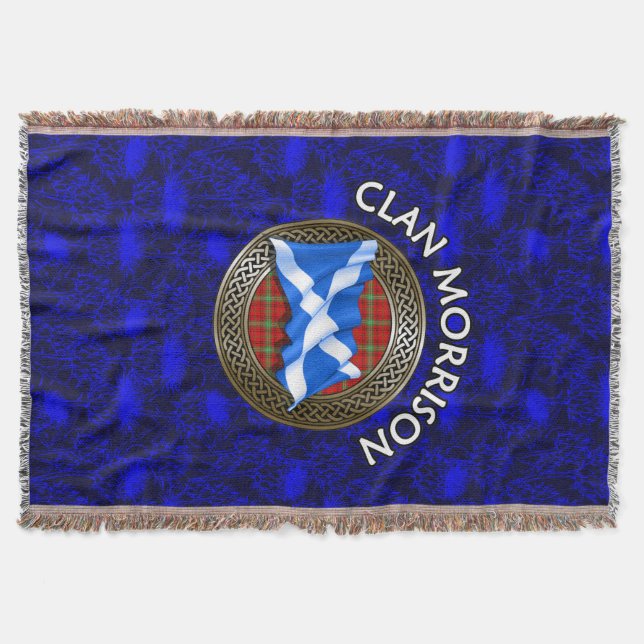 Cobertor Clan Morrison Tartan Knot & Flag (Frente)