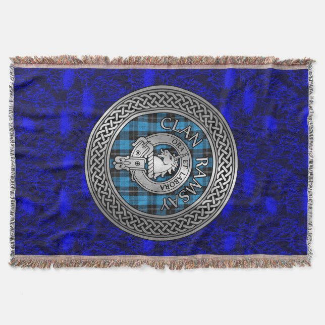 Cobertor Clan Ramsay Crest & Hunting Tartan Knot (Frente)