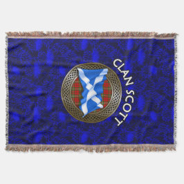 Cobertor Clan Scott Tartan Knot & Flag