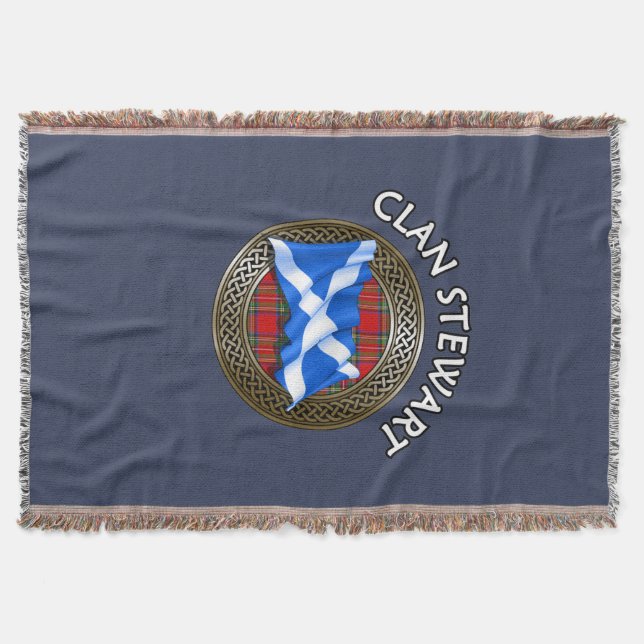 Cobertor Clan Stewart Tartan Knot & Flag (Frente)