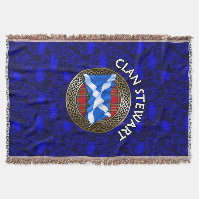 Cobertor Clan Stewart Tartan Knot & Flag (Frente)