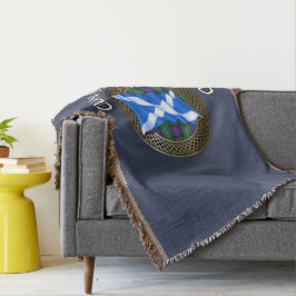 Cobertor Clan Sutherland Tartan Knot & Flag