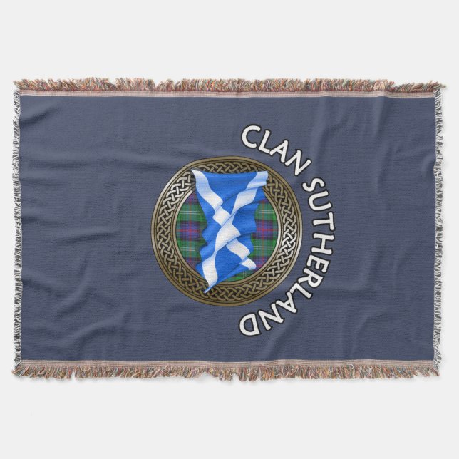 Cobertor Clan Sutherland Tartan Knot & Flag (Frente)
