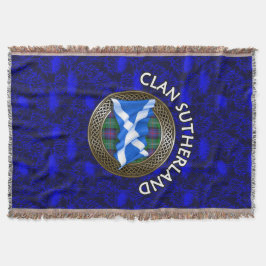 Cobertor Clan Sutherland Tartan Knot & Flag