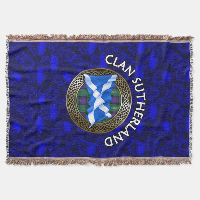 Cobertor Clan Sutherland Tartan Knot & Flag (Frente)