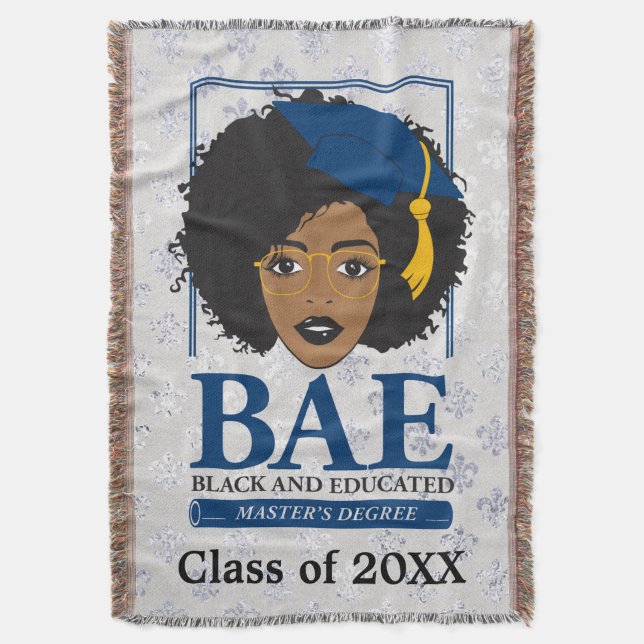 Cobertor Classe Personalizada de Mestrado Preto e Educado (Frente Vertical)