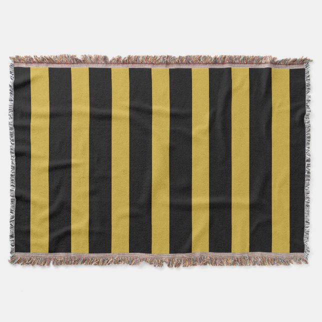 Cobertor Classic Black and Metallic Gold Vertical Striped (Frente)