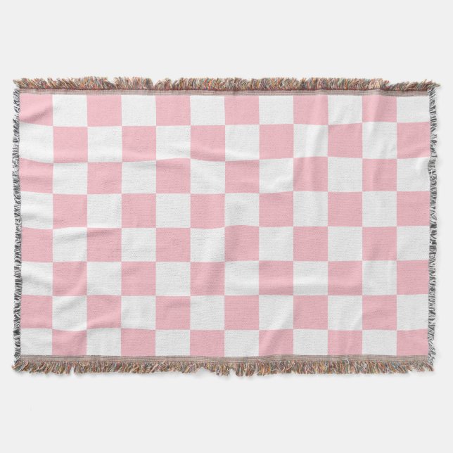 Cobertor Classic White with Light Pink Square Style (Frente)