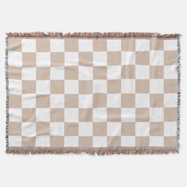 Cobertor Clássico Branco com Estilo Quadrado de caxemira ma (Frente)