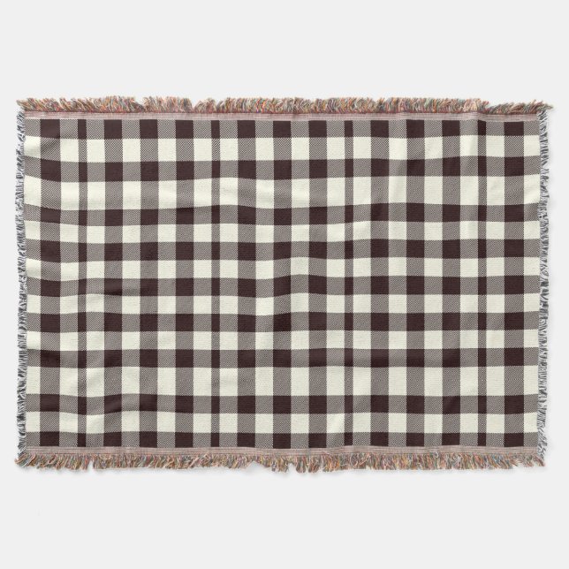 Cobertor Clássico de Gingham Preto e Branco Moderno (Frente)