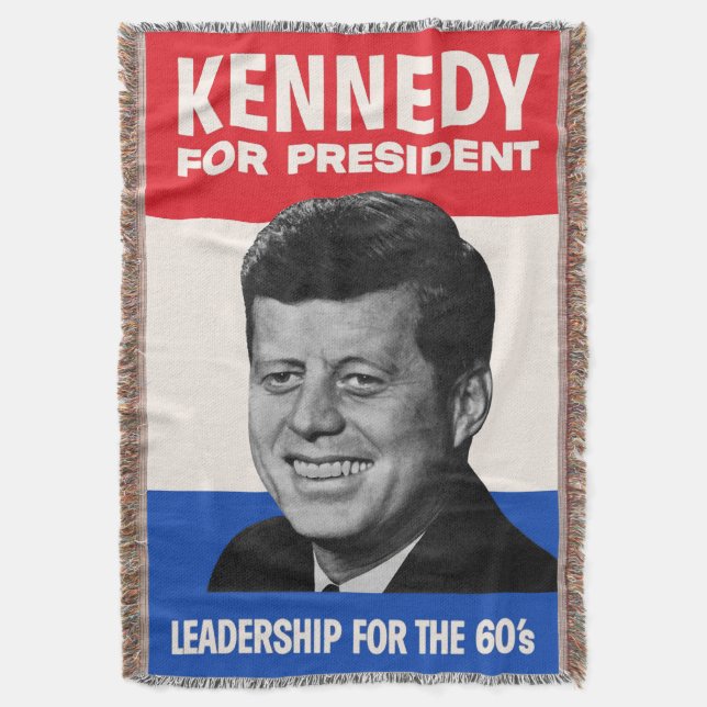Cobertor Clássico JFK Kennedy para Presidente Campanha de 1 (Frente Vertical)
